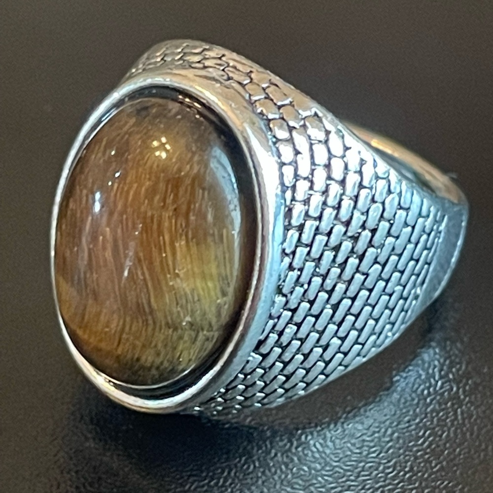 Oval tiger eye stone S925 silver ring size 9.5 - Picture 3 of 9